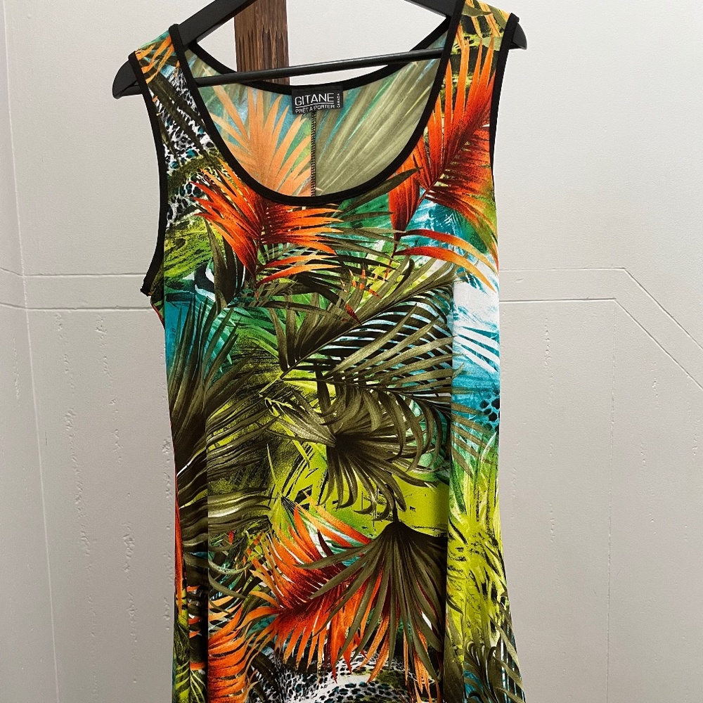 Gitane made in Canada, hawaïien print, tunic/dress, size medium, mini length
